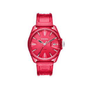 Diesel MS9 Three-Hand Red Transparent Watch