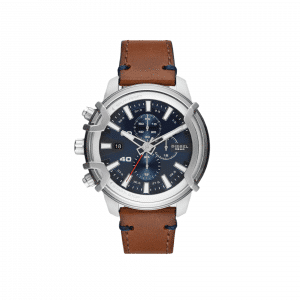 Diesel Griffed chronograph brown leather watch
