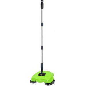 2 In 1 Hand Push Sweeper Broom with Dustpan and Microfiber Wiping Cloth
