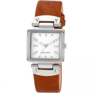 Nine West Women Square Silver Tone Honey Strap Watch NW-1339SVHY