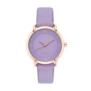 Nine West Lavender Dial and Lavender Leather Strap Watch NW-2438RGLV