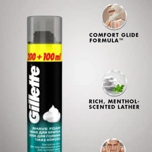 Gillette Shave Foam Sensitive Skin 200 + 100ml