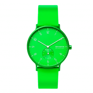 Skagen Aaren Kulor Neon Green Silicone 41mm Watch