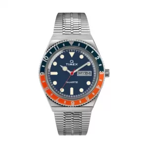 Q Timex Reissue Diver Inspired 38mm Men’s Stainless Steel Bracelet Watch TW2U61100