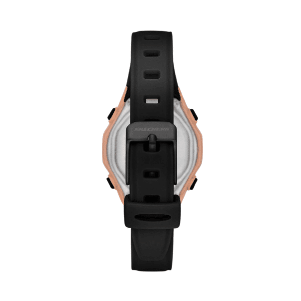 Skechers Quartz Digital Rose Gold-Tone Plastic Case & Black Silicone Watch SR2106 - Image 2