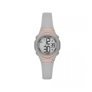 Skechers Quartz Digital Rose Gold-Tone Plastic Case & Light Grey Silicone Watch SR2107