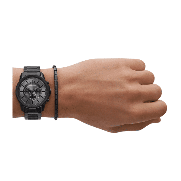 Armani Exchange Chronograph Black Stainless Steel Watch and Bracelet Gift Set AX7140SET - Image 5