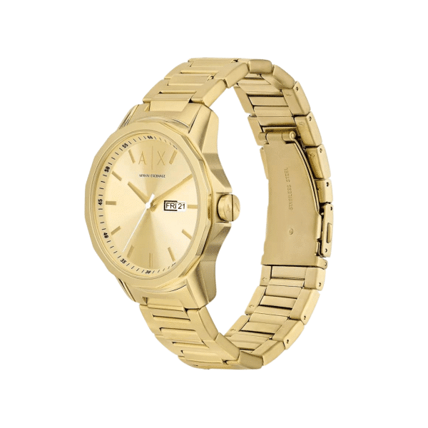 Armani Exchange Three-Hand Day-Date Gold-Tone Stainless Steel Watch AX1734 - Image 4