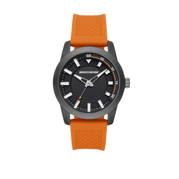 Skechers Clement Gunmetal Case & Orange Silicone Strap Watch  SR5186
