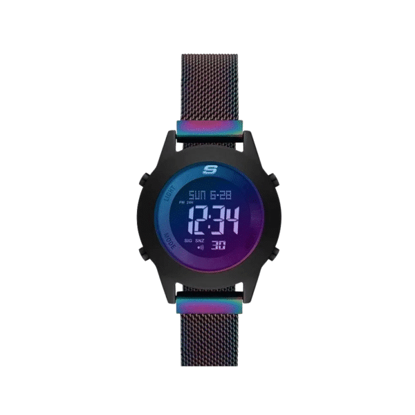Skechers Quartz Digital Black-Tone Stainless Steel Mesh Watch SR6230